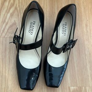 Black Franco Sarto black patent leather Mary Jane heels